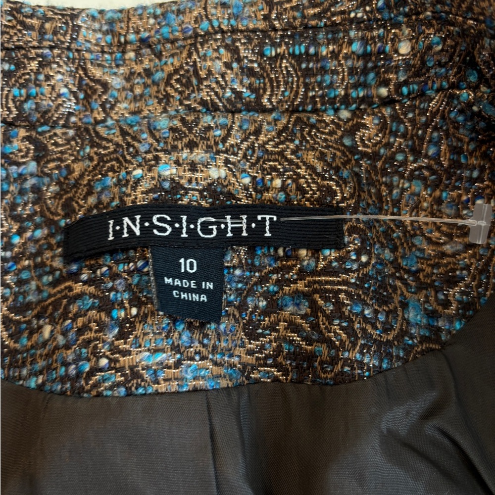 Insight New York Jacquard Blazer Jacket Women’s 10 Floral Textured Metallic - Picture 8 of 11
